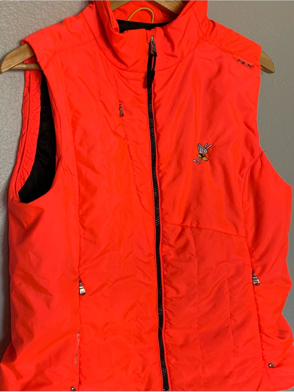 Ralph Lauren RLX Neon Coral Quilted Zip Vest Size Medium